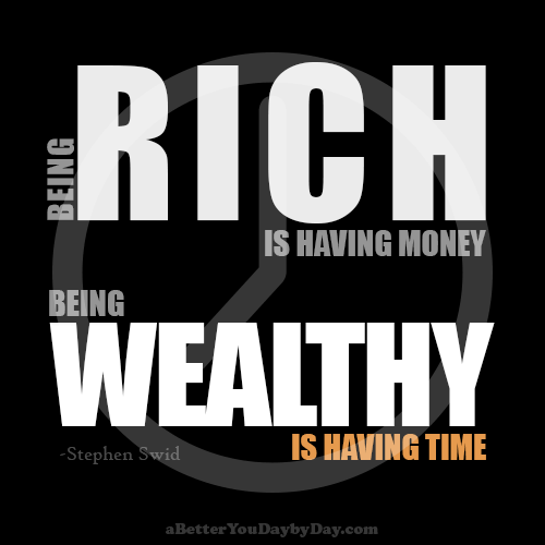 Quote: Being rich is having money; being wealthy is having time.